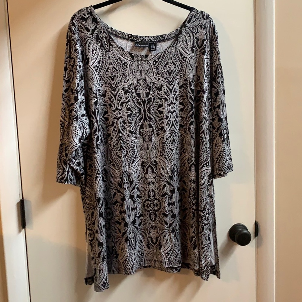 Jones New York 3X Black and White Print Tunic